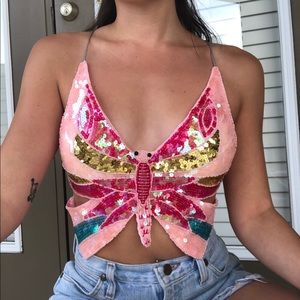 Wet Seal butterfly sequin top